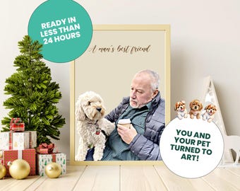 Custom Pet and Owner Portrait, Digital Cartoon Art (Digital Download)