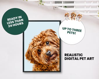 Retrato realista personalizado do seu animal de estimação, arte digital personalizada (download digital)