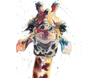 Giraffe painting giclée print