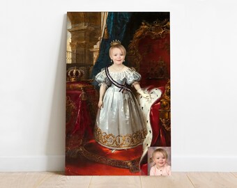 Custom Royal Portrait from Photo, Historical Painting Gift for Girl, for Kids, Renaissance Art The Young Princess, Romantic Wall Art Print