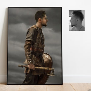 Viking Warrior Human Portrait Art, Custom Man Portrait, Royal Portrait from Photo Renaissance Portrait Painting, Vikings image 1