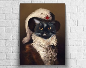 Custom Historical/Royal Pet Portrait Painting, Birthday Gift, Funny Cat Portrait, Cat Portrait Painting, Cat Portrait From Photo