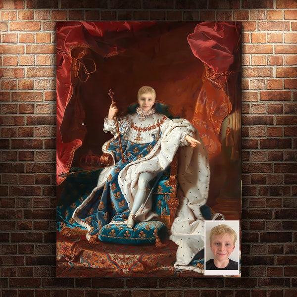 Custom Royal Portrait from Photo, Historical Painting Gift for Boy, for Kids, Romantic Wall Art Print, Renaissance Art The Young Prince