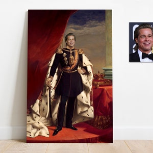 Aangepast historisch koninklijk portret van foto, Valentijnsdag, gepersonaliseerd koningsportret voor hem, Turn Me Royal, menselijk portretschilderij