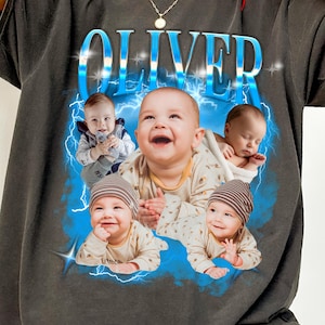 Custom Baby Collage Photo Shirt, Retro Bootleg Style Tee, Gift for Mom, Mother's day shirt