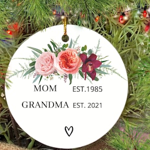 Mamá, Adorno de Navidad de la Abuela, Nuevo Adorno de la Abuela, Nuevo Adorno de la Abuela Personalizado 2021, Adorno de Anuncio del Bebé, Regalo de la Abuela