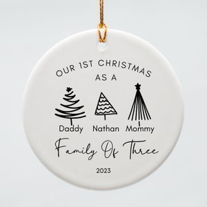 Family Of Three Christmas Ornament, Custom New Family Ornament, Baby's First Christmas Ornament, Personalized Family Ornament