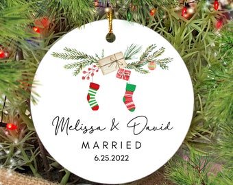Married Christmas Ornament, First Christmas Married Ornament Personalized, Personalized Christmas Ornament, Newlyweds Gift, Married Ornament
