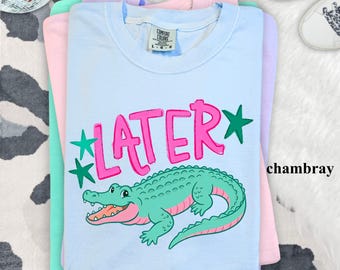 Camiseta "Hasta luego, caimán", Camiseta "Último día de clases" de Comfort Colors, Camiseta de fin de año para maestros, Camiseta para el equipo de maestros, Camisetas "Hasta luego, caimán"