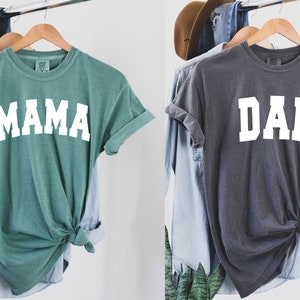 Comfort Color Mama Dad Couples Shirt, Gift for Dad, Gift for Mom, Dad to Be Gift, Mom Dad Shirts, Pregnancy Reveal Tees, Matching Shirts