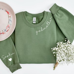 Custom Godmother With Kid Names Sweatshirt, God Mother Sweatshirt, God Mother Gift, Godmother Proposal Crewneck, Mother&#39;s Day Gift