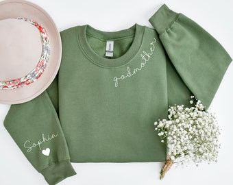 Custom Godmother With Kid Names Sweatshirt, God Mother Sweatshirt, God Mother Gift, Godmother Proposal Crewneck, Mother's Day Gift