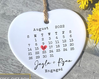 Custom Engagement Ornament, Personalized Engaged Ornament, Couple Ornament, Engagement gift, First Christmas Engage Ornament, Couple Gift