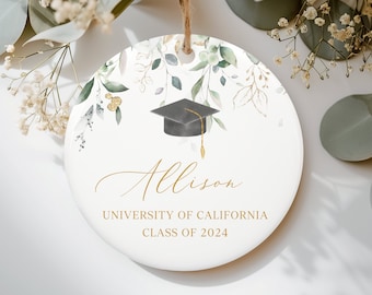 Graduation Ornament, Graduation Keepsake, Personalized Name, College Ornament, Custom University Keepsake, Graduation Gift, Ceramic Ornament