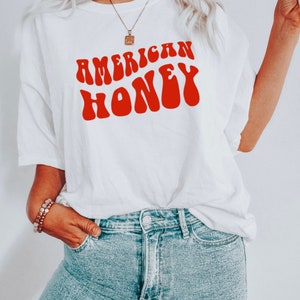 American Honey Shirt, Comfort Color Shirt, American Babe Shirt, Fourth of July shirt, Retro American Honey shirt, Patriotic Tee, 4th Of July