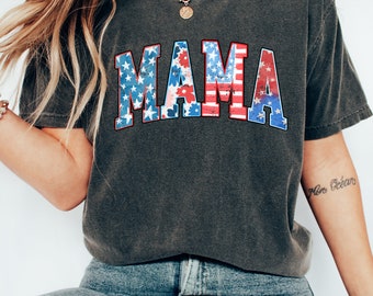 American Mama t-shirt, Comfort Color Mama T-Shirt, Retro Mama America tee, 4th of July T-Shirt, Retro USA Comfort Color Shirt, USA Shirt