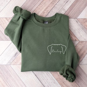 Sweat oreilles de chien personnalisé, sweat nom de chien personnalisé, sweat maman chien, col rond amoureux des chiens, sweat maman chien, cadeau pour maman chien