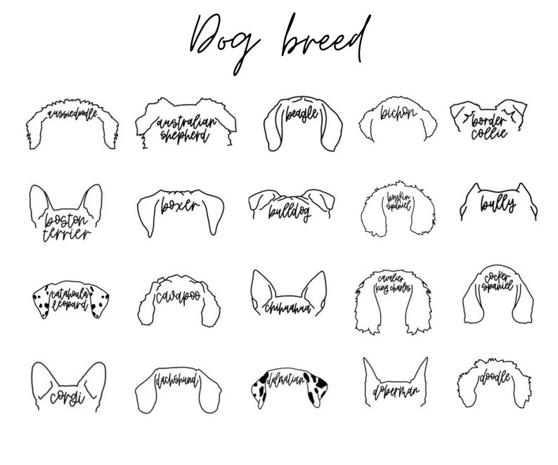 Puede incluir: Ilustraciones de l&iacute;nea de diferentes razas de perros, incluyendo Pastor Australiano, Beagle, Bich&oacute;n, Border Collie, Boston Terrier, Boxer, Bulldog, Cavalier King Charles, Cocker Spaniel, Chihuahua, Corgi, Dachshund, Doberman y Poodle.