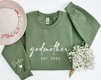 Custom Godmother With Kid Names Sweatshirt, God Mother Sweatshirt, God Mother Gift, Godmother Proposal Crewneck, Mother's Day Gift