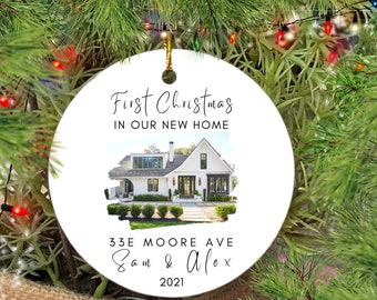 Personalized New Home Picture Ornament, Custom House Address Ornament, Housewarming Gift, New Home Photo Ornament, Couples Home Ornament