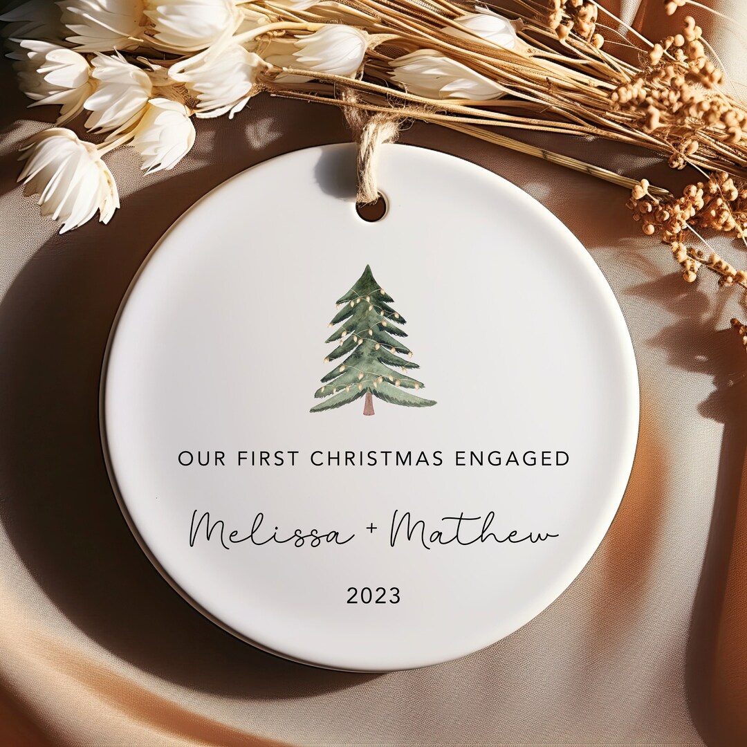 Our First Christmas Engaged Ornament, Engaged Christmas Ornament. Custom Engagement Keepsake