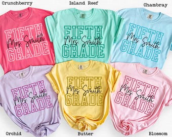 Comfort Colors®  Fifth Grade Teacher Shirt,Personalized Fifth Grade Shirt,Gift For Teacher,5th Grade Teacher Team Shirt,Teacher Gift
