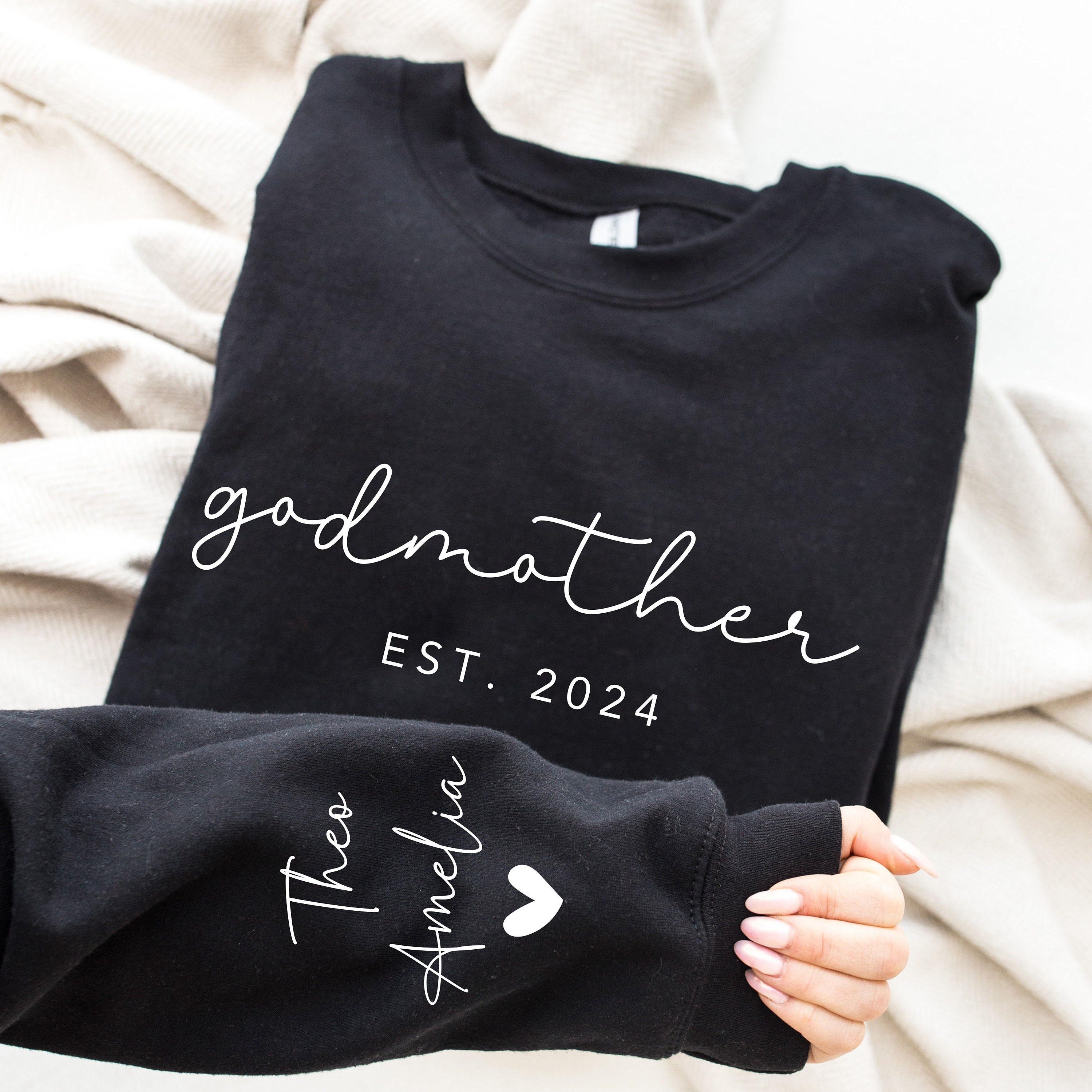 Custom Godmother With Kid Names Sweatshirt, God Mother Sweatshirt, God Mother Gift, Godmother Proposal Crewneck, Mother's Day Gift