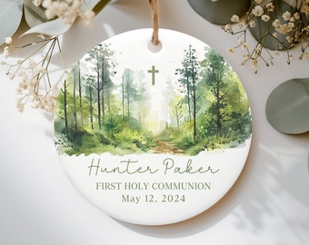 First Communion Ornament, First Communion Ornament Gift for Boys, Custom Holy Communion Gift, Personalized Christian Ornament