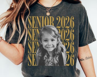 Senior 2026 Shirt, Custom Photo Vintage Year Tee, Class of 2026 Graduation Tee