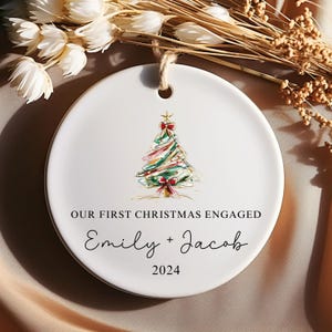 Our First Christmas Engaged Ornament, Personalized First Christmas Ornament, Engaged Couple Keepsake, Engagement Ornament