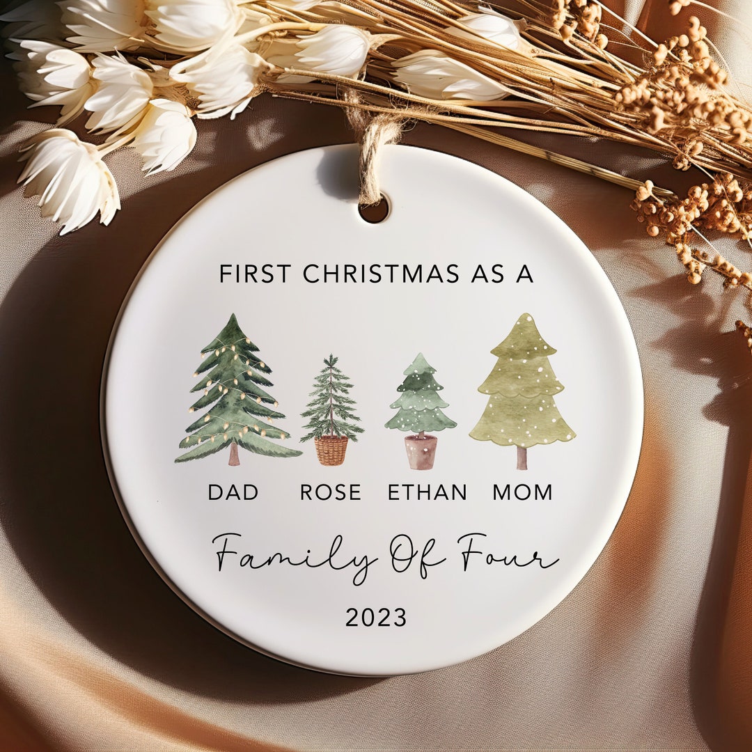 Simple Gold First Christmas Grandparents 2 Photos Ceramic Ornament