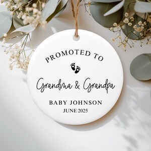 Promoted to Grandparents Ornament, Christmas Ornament, Pregnancy Announcement, Reveal to Grandparents, New Baby Announcement Ornament
