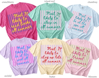 Camisetas para maestros de último día de clases, camisetas de verano para maestros con colores cómodos, camiseta del equipo de maestros, maestro más probable, regalo para maestros de fin de año