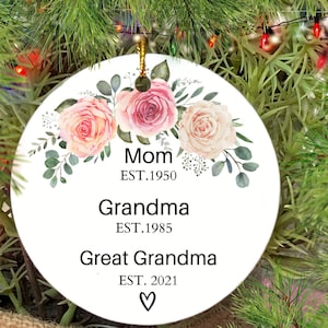 Adorno navideño personalizado para bisabuela, revelación de embarazo, cerámica