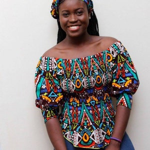 Ankara Shirred Top