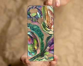 Exclusive Artichoke phone case for Google Pixel, Botanical Pixel 8 PRO case, Watercolor art Pixel 7a case, Cell phone case Pixel 5a 5G case