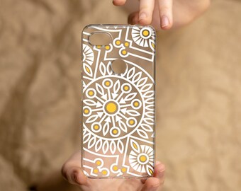 White ornament Google Pixel phone case, Abstract Pixel 8 PRO case, Ukrainian Pixel 5 case, Ethnic folk phone case, Geometrical Pixel XL case