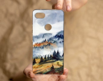 Carpathians scenery Google Pixel case, Watercolor landscape print Pixel 8 case, Mountains Pixel 7 PRO case, Ukrainian hutsul Pixel 7 case