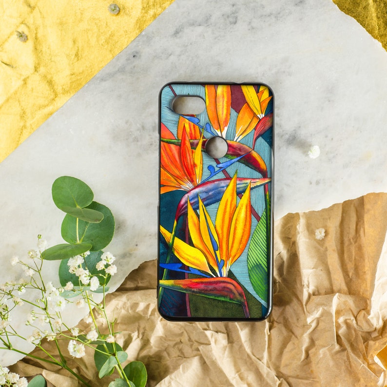 Strelitzia flower Google Pixel case, Aesthetic Pixel 4a case, Watercolor art Pixel 8 PRO case, Floral Pixel 7a case, Cool Pixel 6a case image 2