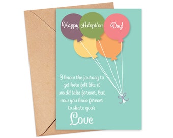 Rainbow and sunshine personalised adoption family card. Adoption Card Congratulations on your loving adoption