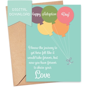 Tarjeta del día de la adopción, tarjeta de adopción de felicitaciones, felicidades por su adopción