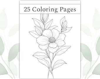 Floral Coloring Pages | 25 Printable Floral Sheets for Kids & Adults | Relaxing Flower Art | Digital PDF