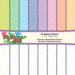 16 sfondi digitali di stelle pastello – Download immediato – Colori assortiti Carte per album digitali – Stelle