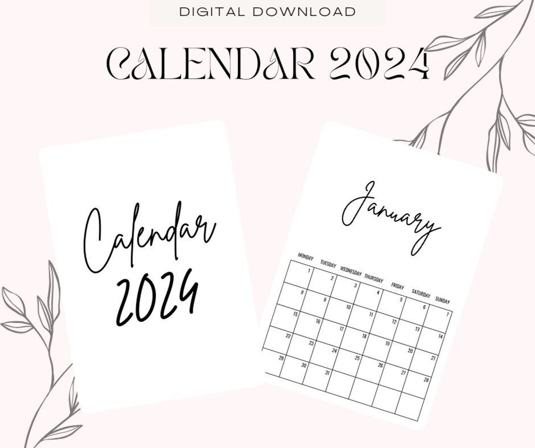 Monthly Calendar 2024 - Digital - Etsy