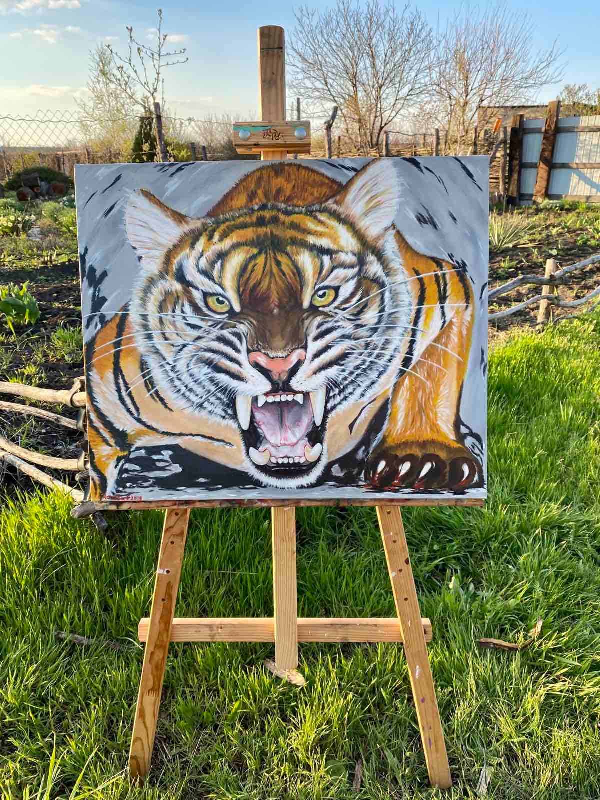Oil painting on canvas Tiger 60 50 cm Portrait | Etsy