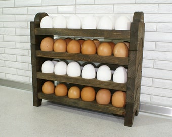 or Countertop for Display or Storage Handmade Solid wood egg tray Usable in Kitchen Refrigerator White Egg rack Wooden Egg Tray 18 Hole by Royal Signet wooden egg crate for storage