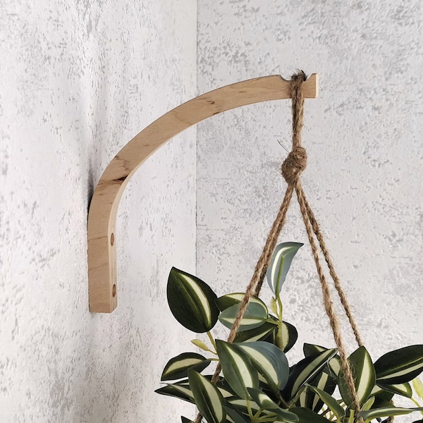 Modern plant hook. Wood wall plant hook. Wooden hook for hanging plants. Wood plant hanger. Indoor plant bracket. Hanging  hook for plants.