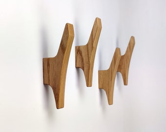 Ash Wood Wall Hooks: Modern Coat Hanger, Entryway Organizer