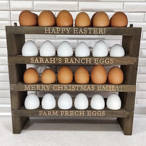 Rustic Egg Holder. Farmhouse  Wood Egg Holder. Personalized Egg Stand. Wooden Egg Holder. Easter Gift. Easter Egg Holder. Fresh Egg Holder