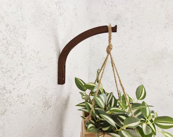 Brown plant hanger. Hanging planter. Plant hanger hook. Plant hook. Wooden plant hook.